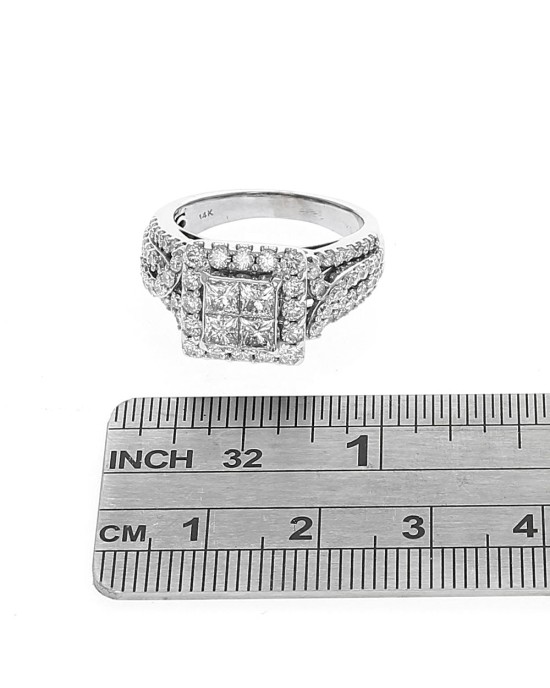 Invisible Set Princess Diamond Round Diamond Halo Ring